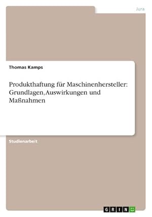 Bild des Verkufers fr Produkthaftung fr Maschinenhersteller: Grundlagen, Auswirkungen und Manahmen zum Verkauf von AHA-BUCH GmbH
