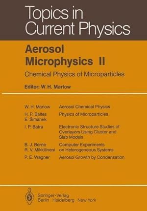 Bild des Verkufers fr Aerosol Microphysics II : Chemical Physics of Microparticles zum Verkauf von AHA-BUCH GmbH