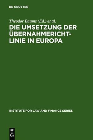 Bild des Verkufers fr Die Umsetzung der bernahmerichtlinie in Europa zum Verkauf von AHA-BUCH GmbH