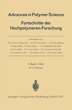 Bild des Verkufers fr Advances in Polymer Science : Fortschritte der Hochpolymeren-Forschung zum Verkauf von AHA-BUCH GmbH