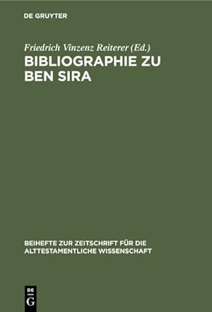 Bild des Verkufers fr Bibliographie zu Ben Sira zum Verkauf von AHA-BUCH GmbH