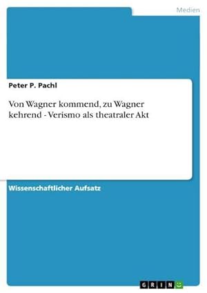 Bild des Verkufers fr Von Wagner kommend, zu Wagner kehrend - Verismo als theatraler Akt zum Verkauf von AHA-BUCH GmbH