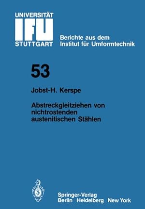 Seller image for Abstreckgleitziehen von nichtrostenden austenitischen Sthlen for sale by AHA-BUCH GmbH
