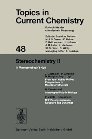 Bild des Verkufers fr Stereochemistry II : In Memory of vant Hoff zum Verkauf von AHA-BUCH GmbH
