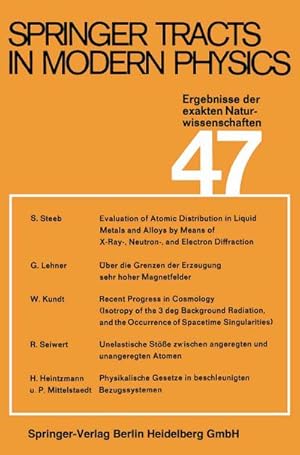 Bild des Verkufers fr Springer Tracts in Modern Physics : Ergebnisse der exakten Naturwissenschaften zum Verkauf von AHA-BUCH GmbH