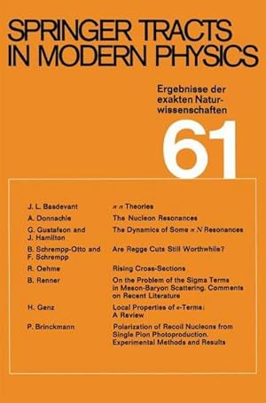 Bild des Verkufers fr Springer Tracts in Modern Physics : Ergebnisse der exakten Naturwissenschaften Volume 61 zum Verkauf von AHA-BUCH GmbH