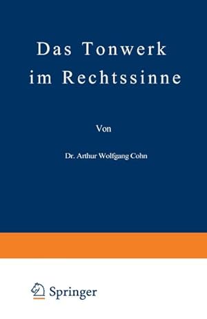 Imagen del vendedor de Das Tonwerk im Rechtssinne a la venta por AHA-BUCH GmbH