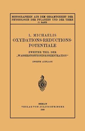 Seller image for Oxydations-Reductions-Potentiale : Zweiter Teil der Wasserstoffionenkonzentration for sale by AHA-BUCH GmbH