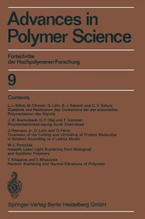 Bild des Verkufers fr Advances in Polymer Science : Fortschritte der Hochpolymeren-Forschung zum Verkauf von AHA-BUCH GmbH