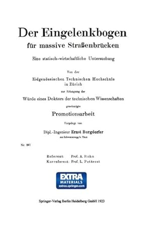 Bild des Verkufers fr Der Eingelenkbogen fr massive Straenbrcken : Eine statisch-wirtschaftliche Untersuchung zum Verkauf von AHA-BUCH GmbH