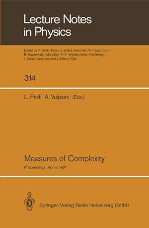 Bild des Verkufers fr Measures of Complexity : Proceedings of the Conference, Held in Rome September 30October 2, 1987 zum Verkauf von AHA-BUCH GmbH