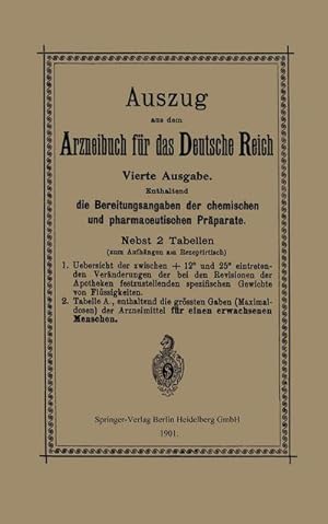 Bild des Verkufers fr Auszug aus dem Arzneibuch fr das Deutsche Reich zum Verkauf von AHA-BUCH GmbH