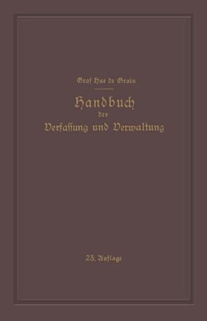 Bild des Verkufers fr Handbuch der Verfassung und Verwaltung in Preussen und dem Deutschen Reiche zum Verkauf von AHA-BUCH GmbH