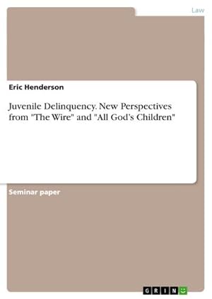 Bild des Verkufers fr Juvenile Delinquency. New Perspectives from "The Wire" and "All Gods Children" zum Verkauf von AHA-BUCH GmbH
