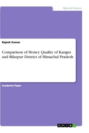 Bild des Verkufers fr Comparison of Honey Quality of Kangra and Bilaspur District of Himachal Pradesh zum Verkauf von AHA-BUCH GmbH