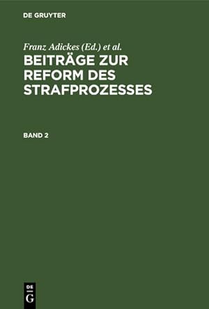 Bild des Verkufers fr Beitrge zur Reform des Strafprozesses. Band 2 zum Verkauf von AHA-BUCH GmbH