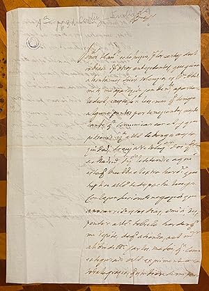 [1691 CADIZ MANUSCRIPT]. Letter Dr. Francisco de Velasco to the Duke of Sessa, presenting Dr. Abe...