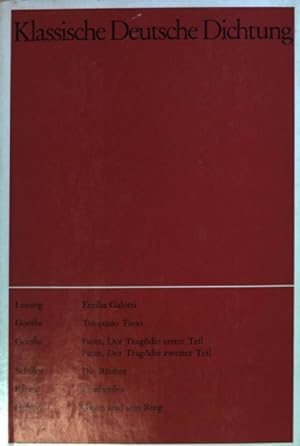 Bild des Verkufers fr Klassische Deutsche Dichtung: BAND 12: Tragdien: Lessing/ Goethe/ Schiller/ Kleist/ Hebbel. zum Verkauf von books4less (Versandantiquariat Petra Gros GmbH & Co. KG)