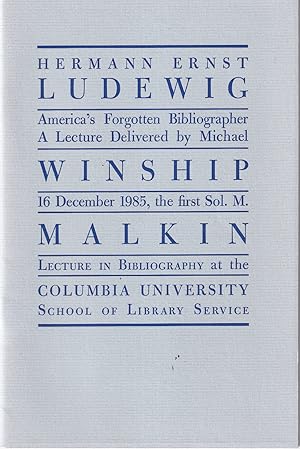 Bild des Verkufers fr Hermann Ernst Ludewig: America's Forgotten Bibliographer zum Verkauf von Kenneth Mallory Bookseller ABAA