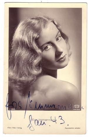 EVA IMMERMANN (1913 - 2000). Deutsche Schauspielerin.FOTO-KARTE SIGNIERT. BAVARIA FILMKUNST. Foto...