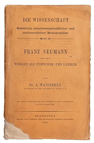 Bild des Verkufers fr Franz Neumann und sein wirken als forscher und Lehrer. zum Verkauf von Jeff Weber Rare Books