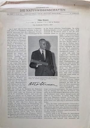 Bild des Verkufers fr Otto Struve -- 12. 8. 1897 in Charkow; 6. 4. 1963 Berkeley. [offprint, obituary]. zum Verkauf von Jeff Weber Rare Books