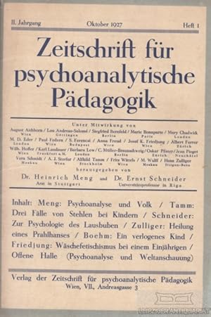 Bild des Verkufers fr Zeitschrift fr psychoanalytische Pdagogik, 2. Jg. Heft 1 1927 zum Verkauf von Leipziger Antiquariat