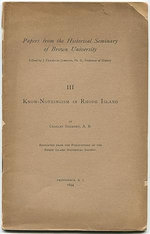 Immagine del venditore per Know-Nothingism in Rhode Island venduto da Between the Covers-Rare Books, Inc. ABAA