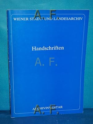 Seller image for Handschriften. Verffentlichungen des Wiener Stadt- und Landesarchivs / Reihe A / Archivinventar / Serie 3 / Sammlungen H. 1 for sale by Antiquarische Fundgrube e.U.