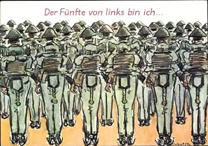 Künstler Ansichtskarte / Postkarte Vontra, Gerhard, Der Fünfte von links bin ich, DDR Soldaten, A...