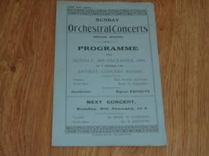 Programme: Sunday Orchestral Concerts for Sunday, 30th December, 1906