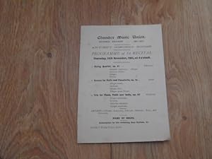 Programme of 1st Recital Thursday, 14th November, 1901