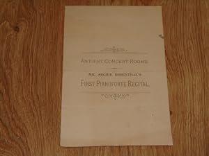 Mr. Archie Rosenthal's First Piano Recital 29th October, 1898