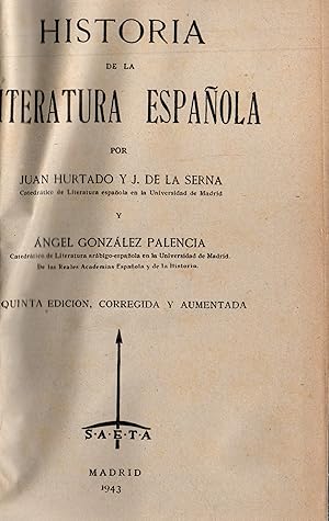 Imagen del vendedor de Historia de la literatura espanola a la venta por JP Livres