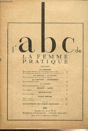 Imagen del vendedor de L'ABC de la femme pratique (Supplment au n78 de Femina Pratique - Votre enfant) : La chasse aux insectes parasites de la maison / La couture  la main / Menus conomiques de mai / Les ongles / Dictionnaire des achats mnagers /. a la venta por Le-Livre