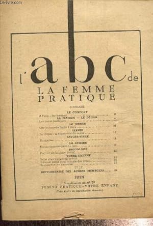 Imagen del vendedor de L'ABC de la femme pratique (Supplment au n79 de Femina Pratique - Votre enfant) : A l'eau. les bateaux / Une balancelle facile  faire / Les tissus plastiques / Juridique : la sparation de corps / Menus conomiques de juin / . a la venta por Le-Livre