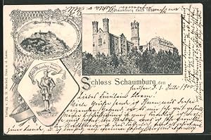 Ansichtskarte Schloss Schaumburg vor und nach 1850, Peter Melander