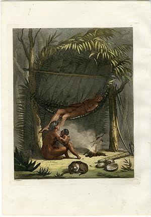 Antique Print-PURI TRIBE-JUNGLE-CUARI-HUTS-BRAZIL-PL.47-Ferrario-Gallina-1821