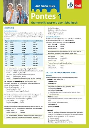 Bild des Verkufers fr Auf einen Blick - Pontes 1 : Grammatik passend zum Schulbuch zum Verkauf von Smartbuy