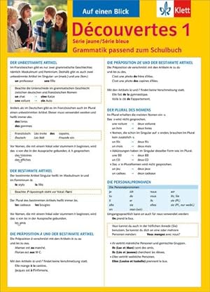 Bild des Verkufers fr Dcouvertes Srie jaune und bleue 1. Grammatik zum Verkauf von Smartbuy