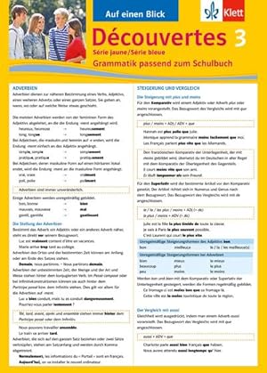 Bild des Verkufers fr Dcouvertes Srie jaune und bleue 3. Grammatik : Grammatik passend zum Schulbuch zum Verkauf von Smartbuy