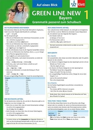 Bild des Verkufers fr Green Line New 1. Auf einen Blick. Grammatik. Bayern zum Verkauf von Smartbuy