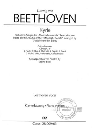 Imagen del vendedor de Kyrie nach dem Adagio der 'Mondscheinsonate' (Partitur) : cis-Moll, op. 27,2 (1. Satz), Fassung fr Chor und Orgel a la venta por Smartbuy