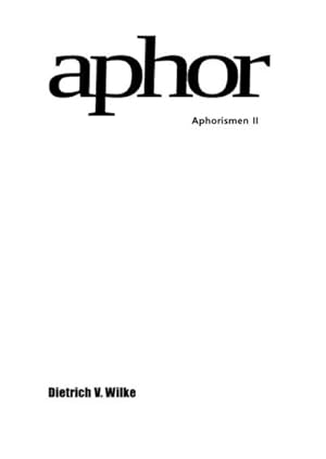 Imagen del vendedor de Aphor : Aphorismen II a la venta por Smartbuy