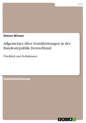 Seller image for Allgemeines ber Sozialleistungen in der Bundesrepublik Deutschland : berblick und Definitionen for sale by Smartbuy