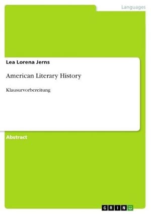 Imagen del vendedor de American Literary History : Klausurvorbereitung a la venta por Smartbuy