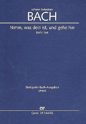 Bild des Verkufers fr Kantate Nr.144 h-Moll, Klavierauszug : Nimm, was dein ist, und gehe hin, BWV 144. Kantate zum Sonntag Septuagesimae. Soli SAT, Chor SATB. Deutsch-Englisch zum Verkauf von Smartbuy