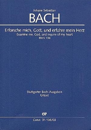 Bild des Verkufers fr Erforsche mich, Gott, und erfahre mein Herz (Klavierauszug) : Kantate zum 8. Sonntag nach Trinitatis BWV 136, 1723 zum Verkauf von Smartbuy