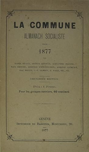 Image du vendeur pour La Commune. Almanach Socialiste pour 1877. mis en vente par Rotes Antiquariat