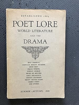 Poet Lore; A Quarterly of World Literature; Vol. XLV, Nos. 3-4